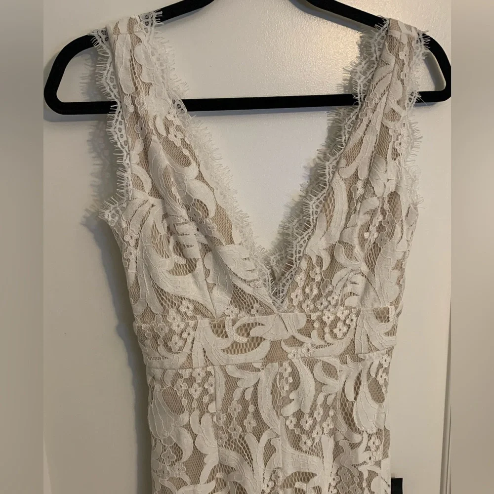NWT Lulus Enamored With You White Lace Wide-Leg Jumpsuit, Womens Size XS
